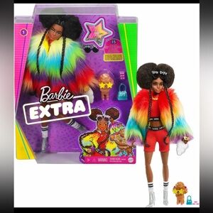 Barbie Extra Doll in Rainbow Coat with Pet Poodle